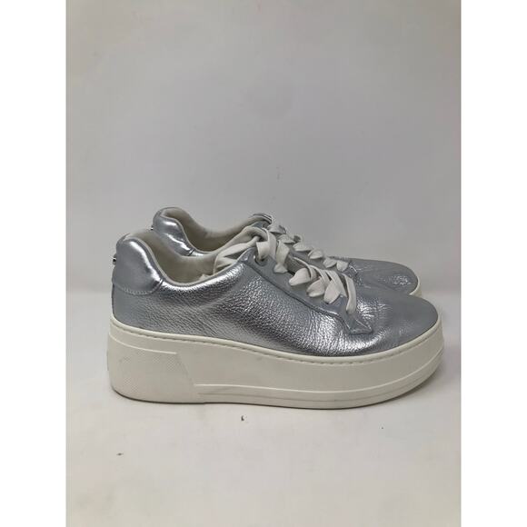 Dunne London Women Silver Metallic Lace Up Shoes Size 38 - Picture 3 of 12